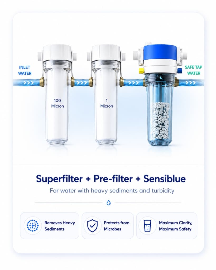Superfilter, pre-filter plus Sensiblue configuration