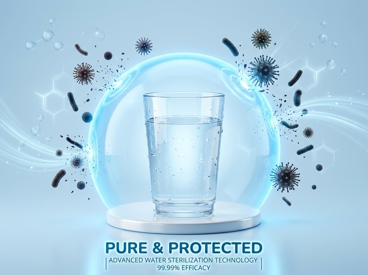 Shield protecting water from harmful microbes